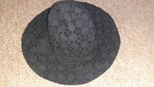 GIRLS summer hats 100% cotton  6-7 yrs used Black with embroidery.