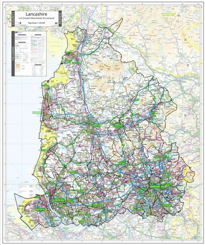 Lancashire county wall map - county,
