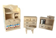 Sylvanian Families Bedroom Nursery Study Furniture Drawers Bookshelf VTG Epoch