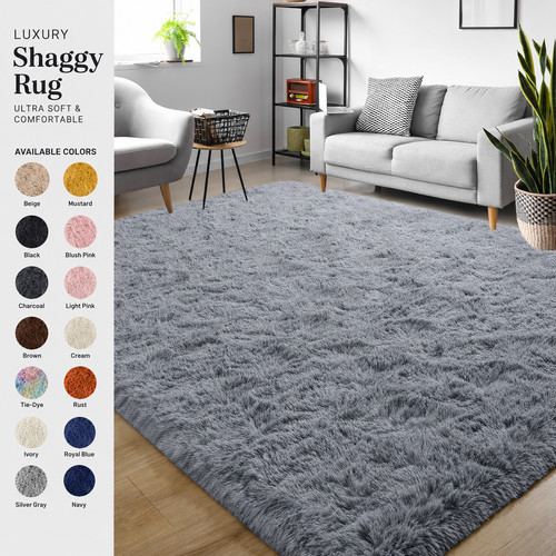 Large shaggy rugs anti slip - large,