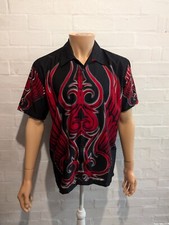 Dragonfly Flames Shirt Mens Y2K Short Sleeve Tribal Rock Goth Small