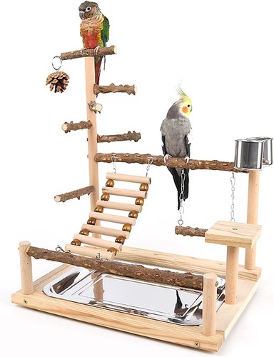 Wooden bird stand toy budgie - wooden,