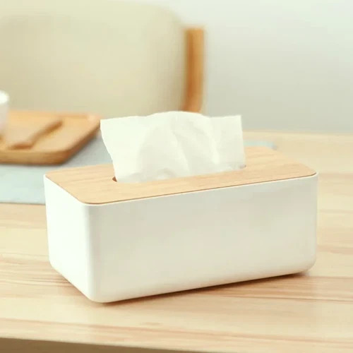 Wooden desktop tissue holder - wooden,
