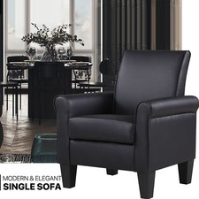 PU Leather Arm Chair Accent Single Sofa Modern Upholstered Living Room Armchair