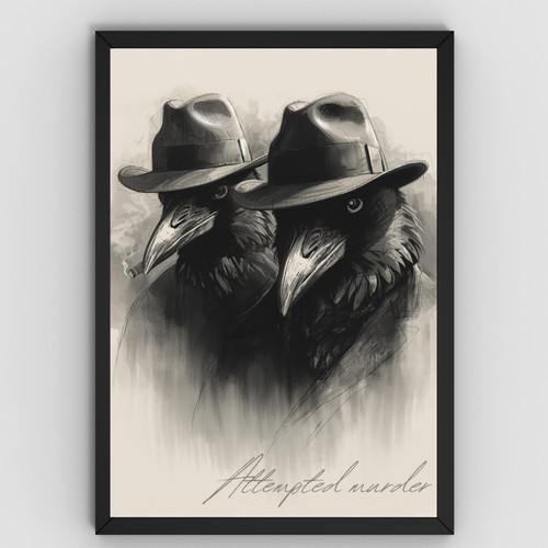 Crow print poster gothic - poster,,