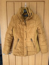 Laura Ashley Mustard Coloured Short Puffer Jacket with Hood Size 8