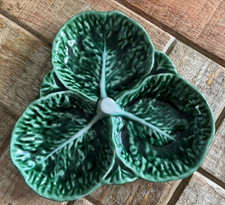Portugal Cabbage Serving Plate /Dip  bowl  x 3 section - Green Vintage
