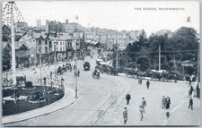 Antique Postcard The Square Bournemouth England Trams