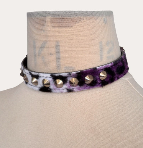 Purple leopard print studded - purple,