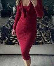 Zara Burgundy Midi Bodycon
