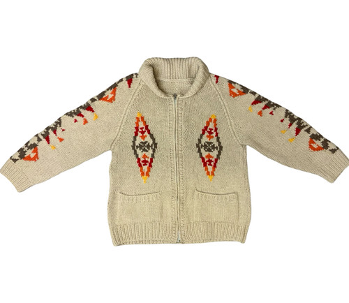 Vtg wool hand knit zip - vtg,