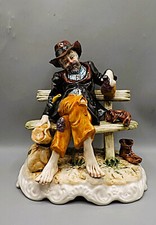 Authentic Capodimonte Tramp on a Bench - Large Porcelain Figurine