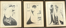 Set Of 3 Framed Aubrey Beardsley Offset Prints of Salome Inc The Peacock Skirt