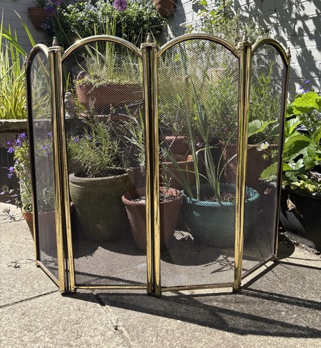 Brass folding fire screen - fire,