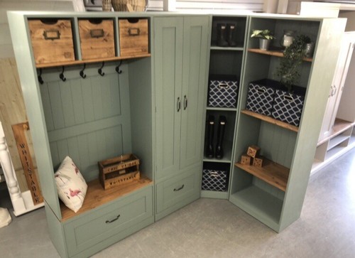 Mud room corner storage - mud,