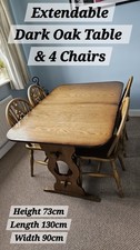 NEW LOW PRICE  Dark Oak Extendable Table And 4 Chairs.