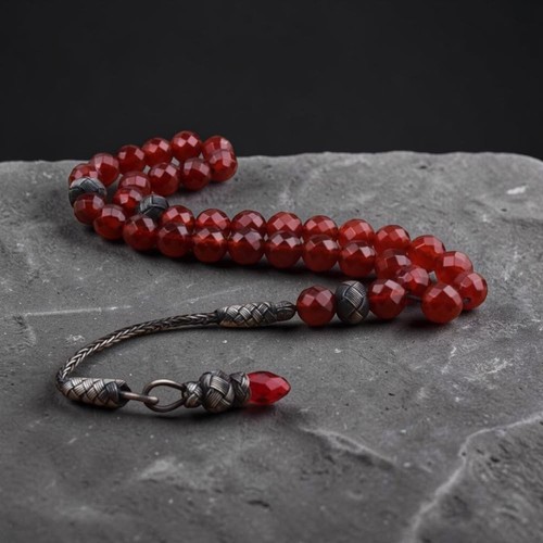 Natural red agate gemstone - red,