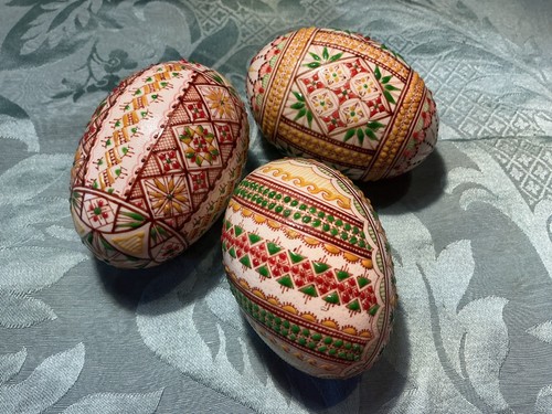 Three vintage hand - three, painted