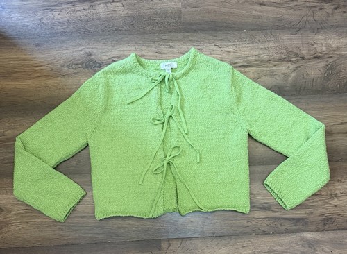 Apple green tie front - apple, knit