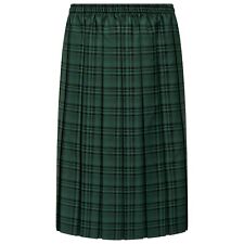 Ladies Women Tartan Pleated Box Check Skirt 27 Inch Length Elastic Size 10-26