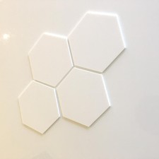 Hexagonal Acrylic Wall Tiles - Many Solid Gloss Colour Choices - Bespoke Made
