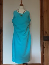 Forever Unique Rosy Turquoise Fitted Pencil Dress. Chain Detail. Size 18, Eur 44