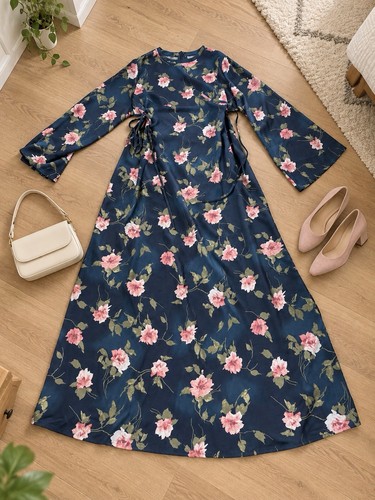 Fumdar navy blue pink - navy, floral