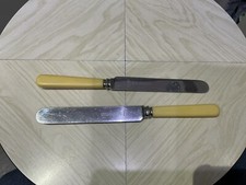 Vintage Table Knives X 2 “Joseph Elliot & Sons”firth Stainless Cream Bone Handle
