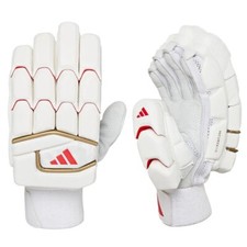2025 adidas Cricket Incurza 1.0 White Red Gold Batting Gloves - Free P&P