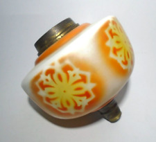 Vintage Oil Lamp Font, Orange Motifs on White / Milk Glass; Undermount & Collar