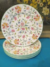 6 MINTON Haddon Hall Green Bone China Dinner Plates - 10.25"/26cms - 1st Quality