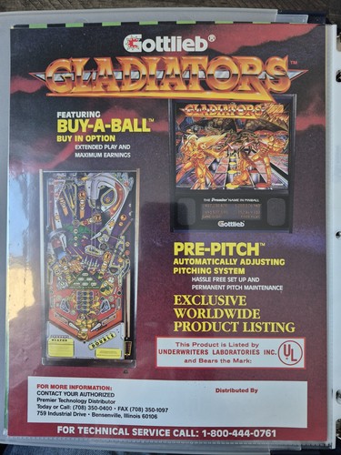 Gladiator gottlieb pinball - by,