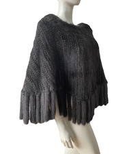 BLUE IRIS MINK Real Fur Poncho