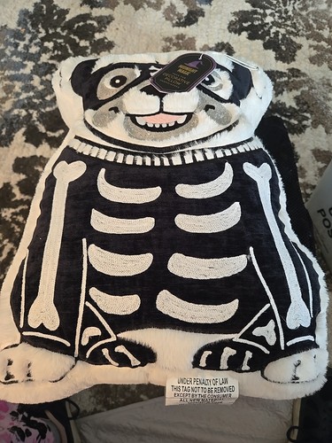 Halloween skelton dog pillow - dog,