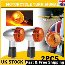 2Pcs Bullet Chrome Motorcycle Turn Signal Indicators Lights Amber Lamp Universal