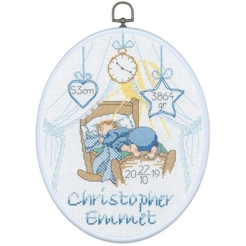 Baby boy crib counted cross - baby, in