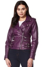 Ladies Leather Jacket Purple