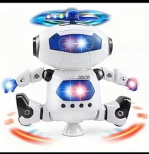 Kids Robot Rotating Dance Toys With Music LED Light Electronic Walking Toys 360