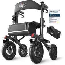 VOCIC Z52 All Terrain Rollator: Outdoor Walker with Seat, 12in Wheels w/Brakes