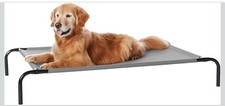 Amazon Basics Raised Dog Bed, Cooling Breathable Elevated Pet Bed, L, Grey, 130 