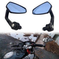Black Motorcycle 7/8" Bar End Rearview Mirrors Anti Glare For Yamaha MT125 MT07