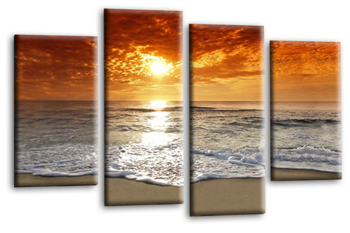 Sunset beach wall art orange - beach,