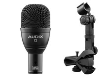 Audix F2 Microphone With D-Clip and D-Flex Drum Mount. Snare, Tom, Instrument. 
