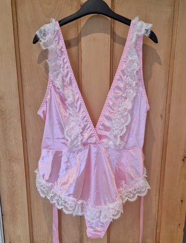 Pink satin lace teddy - pink,