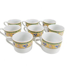 ROYAL NORFOLK CERAMIC POTTERY "DIAMOND AND LEAF" DESIGN: 8 cups