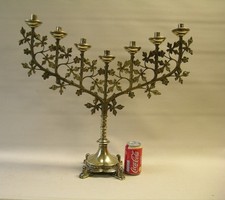 Large antique brass 7 armed