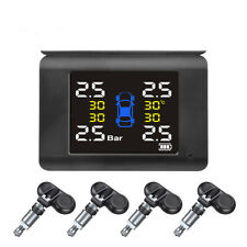 LCD Display TPMS Solar Car Tire Pressure Monitoring System W/4 Internal Sensors