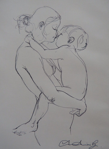 Ink mother child drawing - mother,