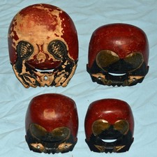 4 Vintage LEEDY/CARLTON Red Enamel Temple Blocks PRE-1930