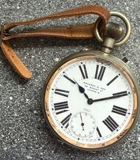 1900s Goliath Omega Edward & Son Railway Pocket Watch With Light